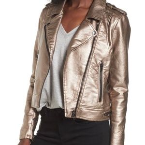 Blank NYC cool vegan leather moto jacket - silver-bronze metallic